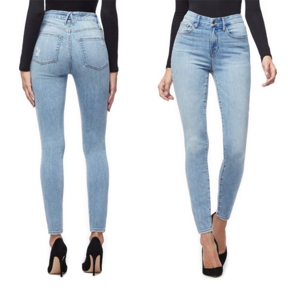 Good American Good Legs Jeans 10/30 Light Wash High Rise Skinny Stretch Denim